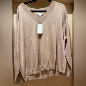 A New Day Women's V-Neck Sweater in Tan Size XXL New